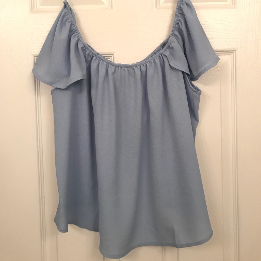 Impeccable Pig Carolina blue off the shoulder top